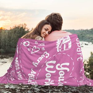 Long Distance Relationship Gifts, Girlfriend Gifts from Boyfriend, Birthday Gifts for Girlfriend Blanket 60"×50", Romantic Gifts for Her Anniversary Valentines Mother Day, to My Girlfriend Blankets