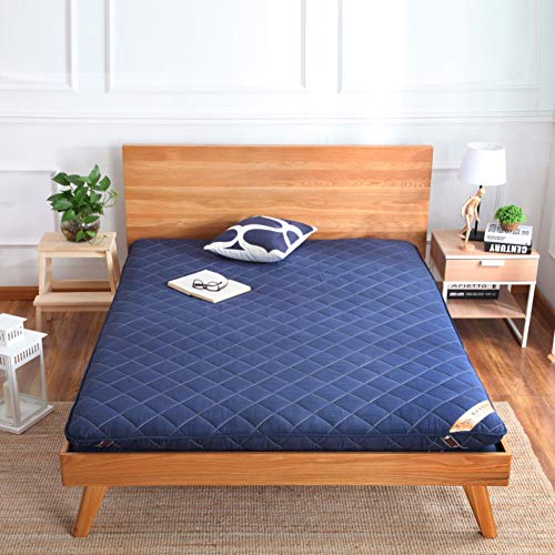 CTYfuton Premium Thick Tatami Mattress Mat,Soft Japanese Floor Futon Sleeping Pad,Folding Bed Roll Mattress Topper for Student Dormitory-Blue Twin XL