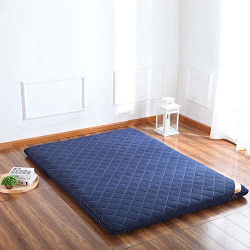 CTYfuton Premium Thick Tatami Mattress Mat,Soft Japanese Floor Futon Sleeping Pad,Folding Bed Roll Mattress Topper for Student Dormitory-Blue Twin XL