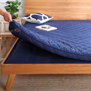 CTYfuton Premium Thick Tatami Mattress Mat,Soft Japanese Floor Futon Sleeping Pad,Folding Bed Roll Mattress Topper for Student Dormitory-Blue Twin XL