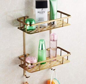 ludsuy bathroom accessories,wall mounted strong brass antique shower shampoo shelf basket holder∕fashion bathroom dual shelf