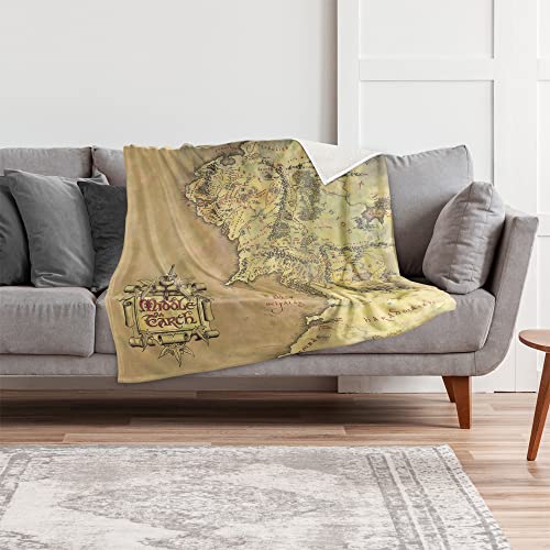 The Lord of The Rings Blanket, 50"x60" Map of Middle Earth Silky Touch Sherpa Back Super Soft Throw Blanket