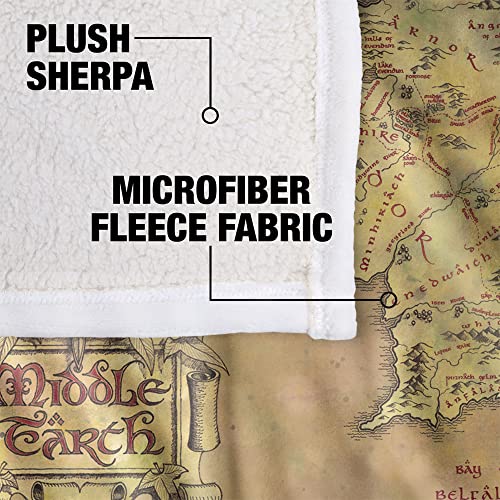 The Lord of The Rings Blanket, 50"x60" Map of Middle Earth Silky Touch Sherpa Back Super Soft Throw Blanket