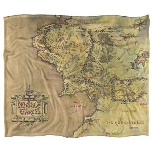 The Lord of The Rings Blanket, 50"x60" Map of Middle Earth Silky Touch Sherpa Back Super Soft Throw Blanket