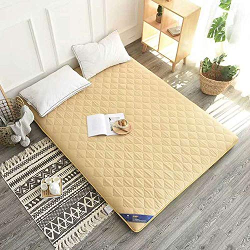 DULPLAY 7cm Gone Mattress,Pure Color Thickening Mattress Floor Bed Mat Sanding Stereo Mattress Multi-Size Bed Mat-Yellow 90x200cm(35x79inch)