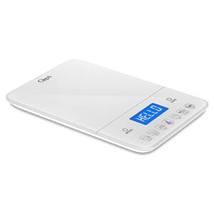 ozeri touch iii digital kitchen scale with calorie counter, 22 lbs (10 kg), white