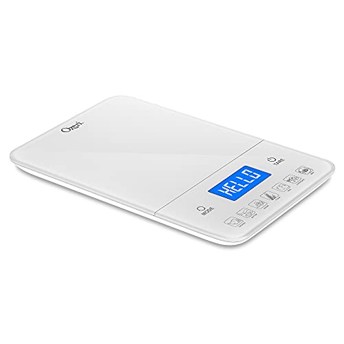 Ozeri Touch III Digital Kitchen Scale with Calorie Counter, 22 lbs (10 kg), White