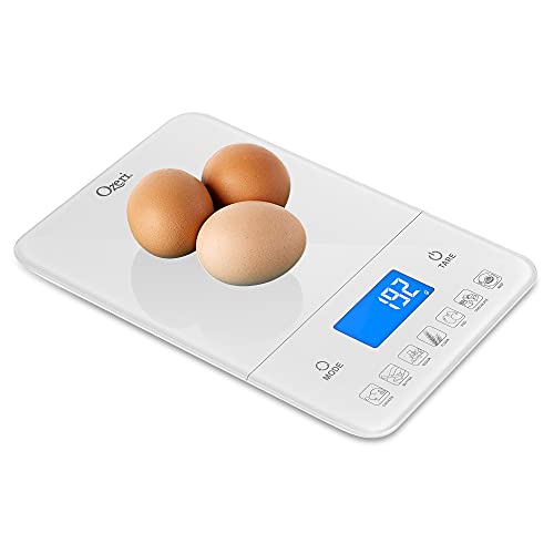 Ozeri Touch III Digital Kitchen Scale with Calorie Counter, 22 lbs (10 kg), White