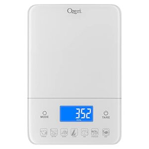 Ozeri Touch III Digital Kitchen Scale with Calorie Counter, 22 lbs (10 kg), White