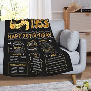 70th Birthday Gifts for Women Or Men - 70th Birthday Gifts Throw Blanket 60 x 50 Inch - 70th Birthday Gift Ideas - Best Gifts for 70 Year Old Woman - 1953 Birthday Gifts for Women