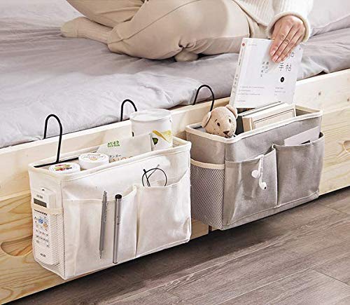 UJLN Bedside Caddy/Bedside Storage Bag Hanging Organizer for Bunk and Hospital Beds,Dorm Rooms Bed Rails,Can be Placed Glasses,Books,Mobile Phones,Keys,daily supplies (D-style)