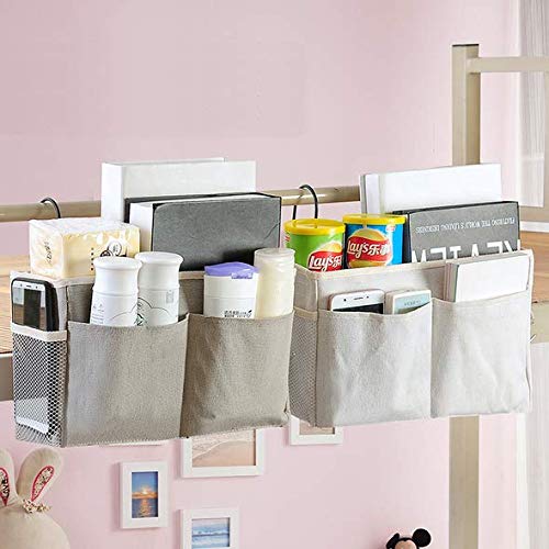 UJLN Bedside Caddy/Bedside Storage Bag Hanging Organizer for Bunk and Hospital Beds,Dorm Rooms Bed Rails,Can be Placed Glasses,Books,Mobile Phones,Keys,daily supplies (D-style)