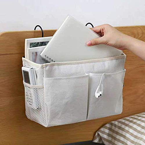 UJLN Bedside Caddy/Bedside Storage Bag Hanging Organizer for Bunk and Hospital Beds,Dorm Rooms Bed Rails,Can be Placed Glasses,Books,Mobile Phones,Keys,daily supplies (D-style)