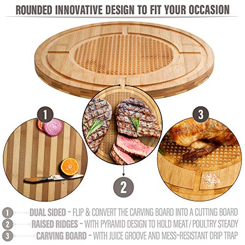 Prosumer’s Choice Large Bamboo Stovetop Cover, Noodle Preparation and Cutting Board and Bamboo Butcher Block Cutting and Chop Board with Juice Groove for Meat Carving - Dual sided