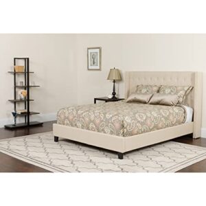 flash furniture riverdale twin size tufted upholstered platform bed in beige fabric with memory foam mattress