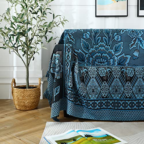 YASHLIE Vintage Large Woven Throw Blanket 70x80 Knit Blanket Chair Cover Bed Blanket (Classical Style/A, Full Bed 70 * 80)