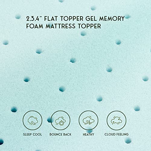 Memory Foam Mattress Topper, 2 inch Gel-Infused Memory Foam Ventilated Bed Mattress Topper Cooling Pad Removable Fitted Bamboo Rayon Cover CertiPUR-US Certified by Lazycat (King)