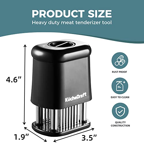 KucheCraft Meat Tenderizer Tool with 56 Stainless Steel Ultra Sharp Needle Blade, Durable Meat Tenderizer with Safety Lock, Detachable Chicken Tenderizer for Beef, Steak, Meat Tenderizer Machine