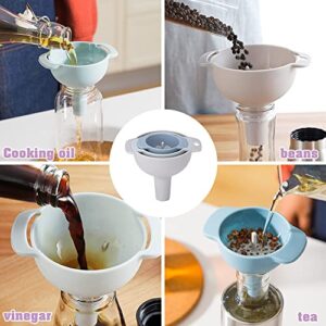 4 in 1 Kitchen Funnels for Filling Bottles, Kitchen Funnels with Detachable Strainer Filter, BPA-Free Food Grade Oil Funnel, Suitable for All Kinds of Solid Food and Liquid