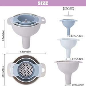 4 in 1 Kitchen Funnels for Filling Bottles, Kitchen Funnels with Detachable Strainer Filter, BPA-Free Food Grade Oil Funnel, Suitable for All Kinds of Solid Food and Liquid