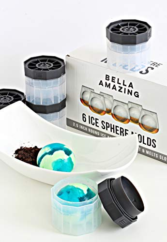 PREMIUM Ice Ball Molds (6-Pack), BPA Free 2.5 Inch Ice Spheres. Slow Melting Round Ice Cube Maker for Whiskey and Bourbon