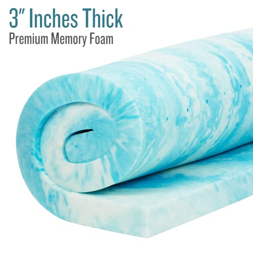 Xtra-Comfort Memory Foam Mattress Topper (Full) - 3 Inch Thick Gel Bed Pad - Soft Sleeping Pillow Top for RV Camping & Dorm - Egg Crate Alternative Luxury Sleep Layer - CertiPUR-US Certified