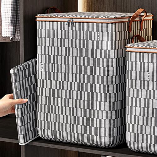 Gralara Clothes Storage Bag Box Tote with Lid Large Capacity Space Saver Clothes Storage Bin Organizer Container for Traveling Vacation Comforters, 180L 50x50x70cm