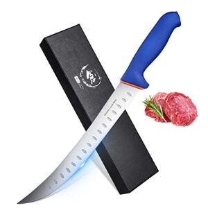 dragon riot premium butcher breaking knife, 10 inch curved cimeter knife-meat trimming butcher knife turkey carving german stainless steel with fibre handle