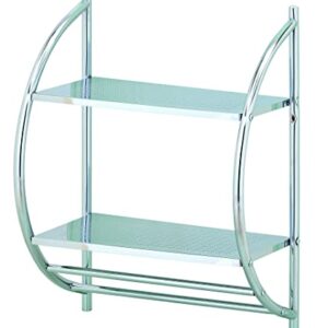 Towel Shelf Wall Mount Towel Rack with Double Towel Bar and 2 Shelves Bathroom Storage Organizer Chrome Plated by Madison 15.25inch W x 21.5inch L x 8.5inch D MH10018 0