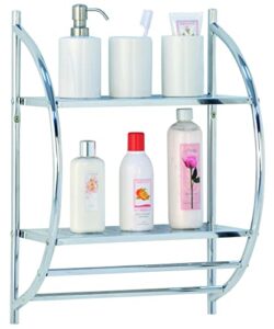 towel shelf wall mount towel rack with double towel bar and 2 shelves bathroom storage organizer chrome plated by madison 15.25inch w x 21.5inch l x 8.5inch d mh10018 0