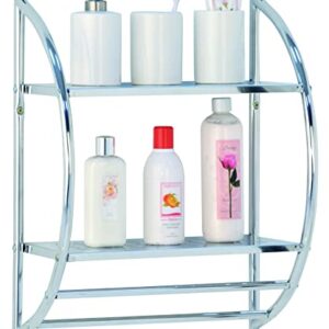 Towel Shelf Wall Mount Towel Rack with Double Towel Bar and 2 Shelves Bathroom Storage Organizer Chrome Plated by Madison 15.25inch W x 21.5inch L x 8.5inch D MH10018 0