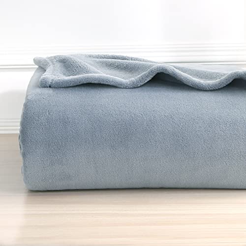 berkshire Eco Coral Fleece Throw Blanket,Coral Velvet Throw Blanket,All Season Fleecy Plush SeraSoft Throw Blanket,300GSM Lightweight Throw Blanket for Bed (Polar Blue,90x90 inches)