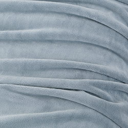 berkshire Eco Coral Fleece Throw Blanket,Coral Velvet Throw Blanket,All Season Fleecy Plush SeraSoft Throw Blanket,300GSM Lightweight Throw Blanket for Bed (Polar Blue,90x90 inches)