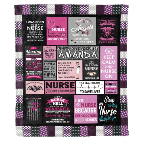 Peace Love Nurse, Customized Blankets for Nurse, Custom Names, Throw Blanket for Medical Professionals Technicians Staff, Birthday, Christmas, Super Soft and Warm Blanket (Design 6, 50"x60")