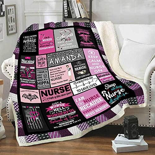 Peace Love Nurse, Customized Blankets for Nurse, Custom Names, Throw Blanket for Medical Professionals Technicians Staff, Birthday, Christmas, Super Soft and Warm Blanket (Design 6, 50"x60")