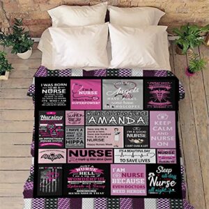 Peace Love Nurse, Customized Blankets for Nurse, Custom Names, Throw Blanket for Medical Professionals Technicians Staff, Birthday, Christmas, Super Soft and Warm Blanket (Design 6, 50"x60")