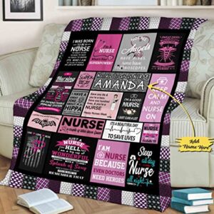 Peace Love Nurse, Customized Blankets for Nurse, Custom Names, Throw Blanket for Medical Professionals Technicians Staff, Birthday, Christmas, Super Soft and Warm Blanket (Design 6, 50"x60")