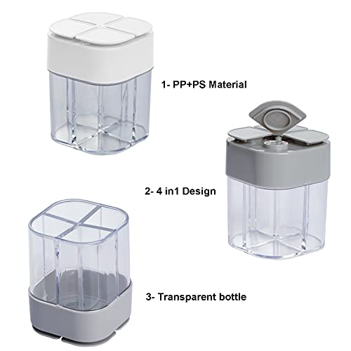 Miayon 2 Pack 4 in 1 Spice Container Salt and Pepper Shaker Transparent Seasoning Shaker Can Filter Lumps Spice Jars for Home Restaurant Camping Travel Cooking BBQ