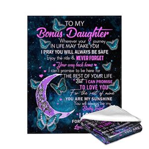 to my bonus daughter throw blanket, soft warm and cozy flannel fuzzy blanket for adults and kids 60x80in
