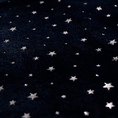 Fleece Throw Blanket, Star Foil Print,Luxury Cozy Microfiber Blanket,Super Soft Thick Microplush Bed Blanket, All Season Premium Fluffy Microfiber Throw for Sofa Couch Throw (65"x80", Navy Blue)