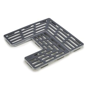 joseph joseph sinksaver adjustable sink protector mat two grid sections fits different drain positions non-slip, gray