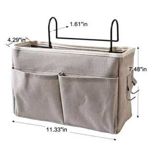 XSHION Bedside Storage Caddy Hanging Organizer Bag Holder Bunk Bed Organizer for Dorm Room,Hospital Bed Rails,Baby Bed- Beige