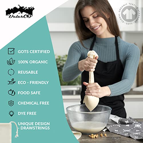 Organic Cheesecloth Nut Milk Bag Strainer 2-Pack, GOTS Certified Cheese Cloths for Straining Food, Yogurt, Juice, Cold Brew Coffee & Tea Filter - Reusable Butter Muslin Greek Yogurt Strainer