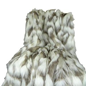 thomas collection ivory faux fur throw blanket & bedspread - tibet fox fur - ivory beige luxury faux fur - throw blanket - luxury soft faux fur, handmade in us, 16445