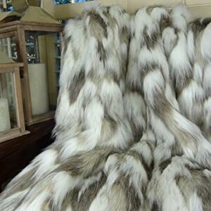 Thomas Collection Ivory Faux Fur Throw Blanket & Bedspread - Tibet Fox Fur - Ivory Beige Luxury Faux Fur - Throw Blanket - Luxury Soft Faux Fur, Handmade in US, 16445