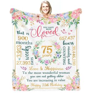 75th birthday gifts for women 75th birthday decoration gifts for women blanket for 75th birthday 75 birthday gifts for women mom blanket gifts for mom from daughter throw blanket 60x50 inches