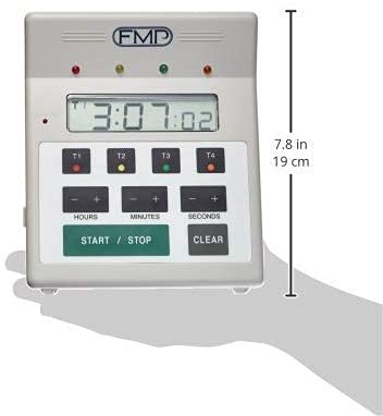 FMP Digital 4 Channel Commercial Kitchen Countdown Timer, Water Resistant, 7-inch Height, White