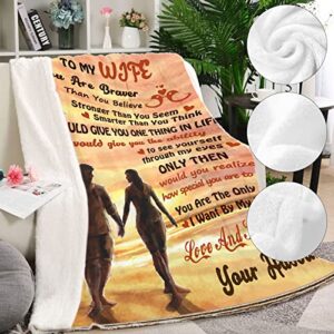 to My Wife Blanket from Husband, Birthday Gifts for Wife, Soft Throw Blanket Gifts for Her Wedding Anniversary Valentines Day Gifts - 50x60 Inch