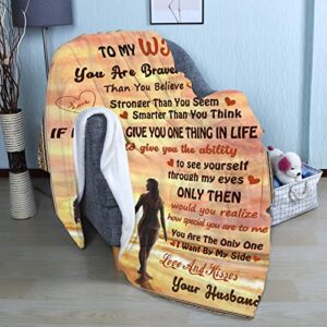 to My Wife Blanket from Husband, Birthday Gifts for Wife, Soft Throw Blanket Gifts for Her Wedding Anniversary Valentines Day Gifts - 50x60 Inch