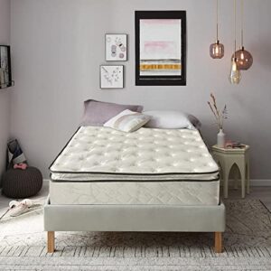 mattress solution 10-inch medium plush pillowtop innerspring mattress, queen beige